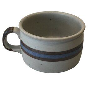 Horizon Otagiri Stoneware Round Soup Mug 4 1/4" Blue and Brown Stripes